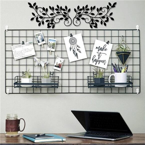 Metal Tree Leaf Wall Decor Set Wrought Iron Branch Art for Living Room Door - Picture 5 of 7